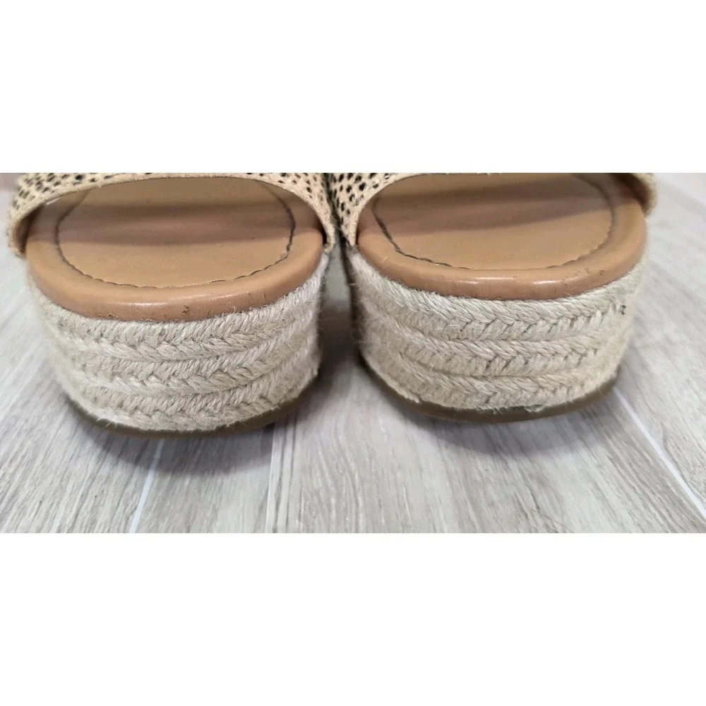 J.Crew AK-128‎ Spotted Leather Espadrille Wedge Sandal Beige Platform Size US 8